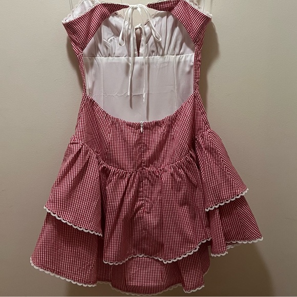 Cotton Candy LA milkmaid gingham mini dress red & white small NWT - Picture 7 of 12